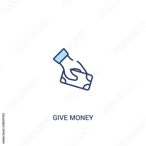 give money concept 2 colored icon. simple line element illustration. outline blue give money symbol. can be used for web and mobile ui/ux.