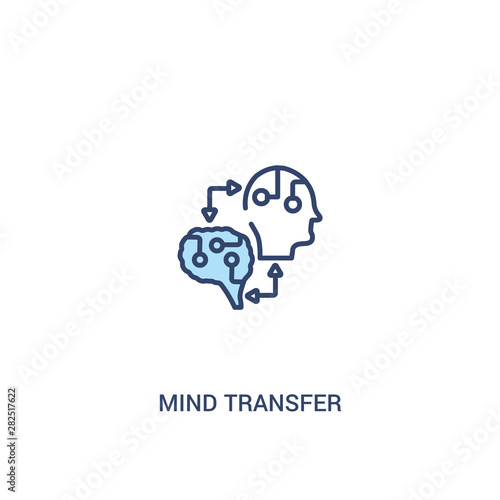 mind transfer concept 2 colored icon. simple line element illustration. outline blue mind transfer symbol. can be used for web and mobile ui/ux.