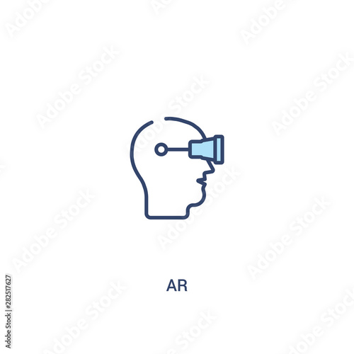 ar concept 2 colored icon. simple line element illustration. outline blue ar symbol. can be used for web and mobile ui ux.