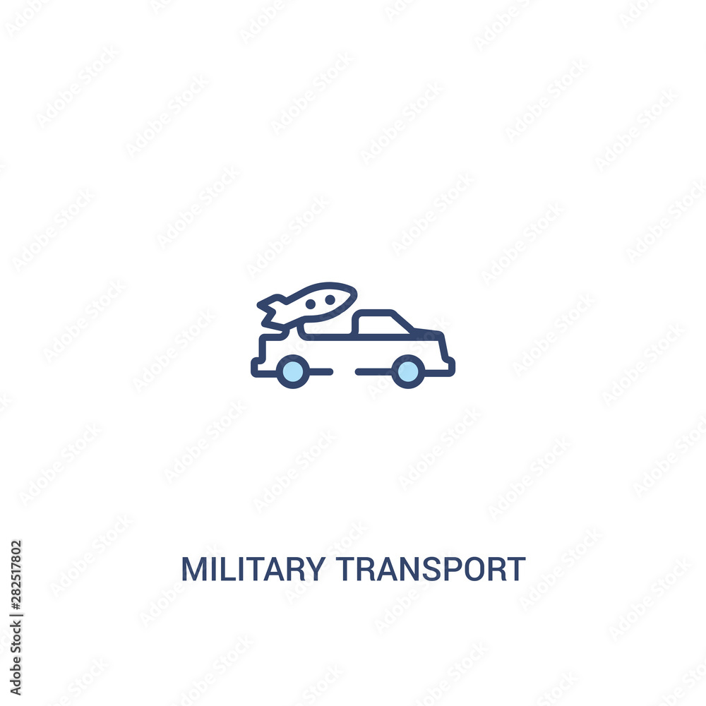 military transport concept 2 colored icon. simple line element illustration. outline blue military transport symbol. can be used for web and mobile ui/ux.