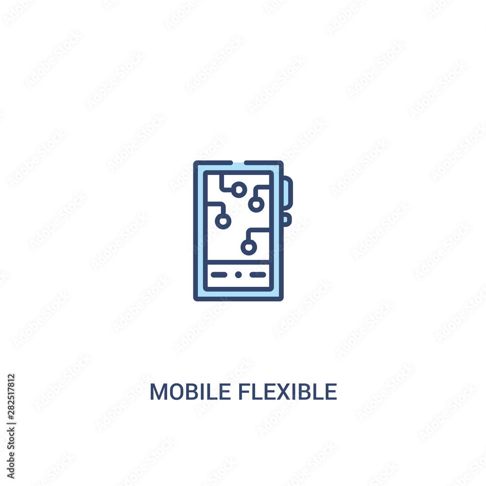 Obraz premium mobile flexible display concept 2 colored icon. simple line element illustration. outline blue mobile flexible display symbol. can be used for web and mobile ui/ux.