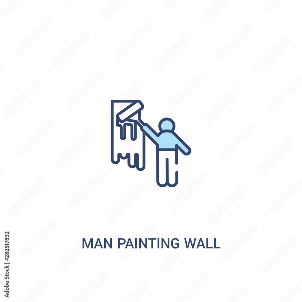 man painting wall concept 2 colored icon. simple line element illustration. outline blue man painting wall symbol. can be used for web and mobile ui/ux. man painting wall concept 2 colored icon. simple line element illustration. outline blue man painting wall symbol. can be used for web and mobile ui/ux.