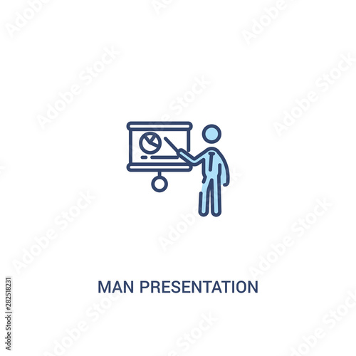 man presentation concept 2 colored icon. simple line element illustration. outline blue man presentation symbol. can be used for web and mobile ui/ux.