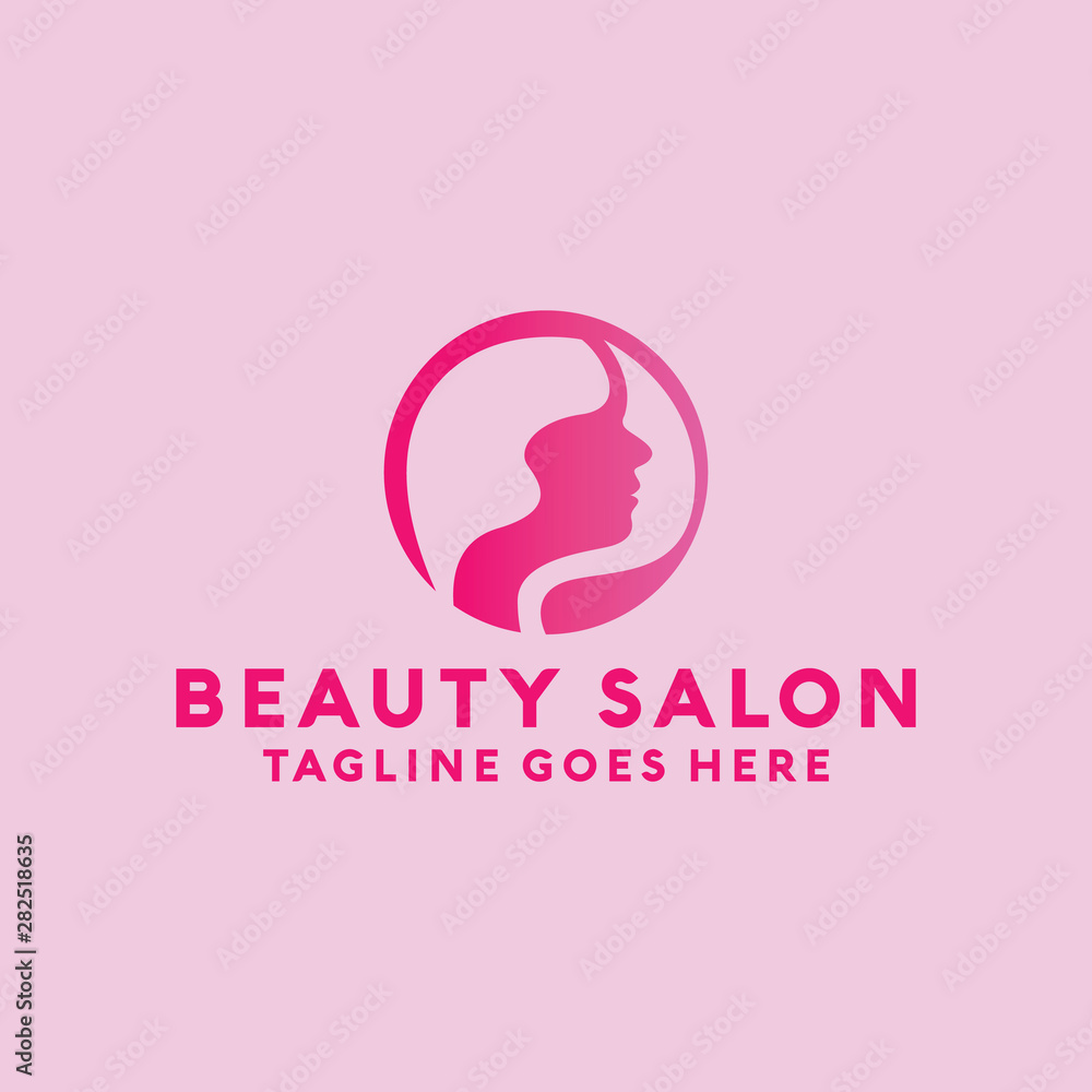 Beauty Salon Logo Design with female Face and Haircut for Stylist. Modern Gradient for Beauty with Glamorous Woman Hair Stylish. Beauty Salon Logo Design with female Face and Haircut for Stylist. Modern Gradient for Beauty with Glamorous Woman Hair Stylish.