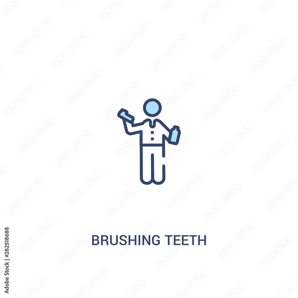 brushing teeth concept 2 colored icon. simple line element illustration. outline blue brushing teeth symbol. can be used for web and mobile ui/ux. brushing teeth concept 2 colored icon. simple line element illustration. outline blue brushing teeth symbol. can be used for web and mobile ui/ux.