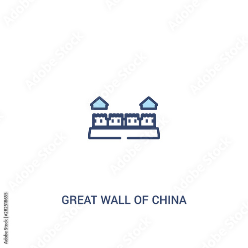 great wall of china concept 2 colored icon. simple line element illustration. outline blue great wall of china symbol. can be used for web and mobile ui/ux.