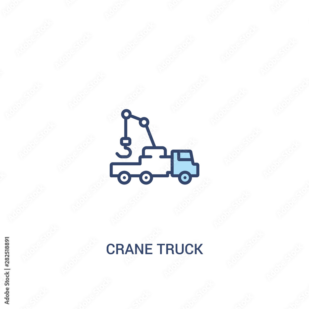 crane truck concept 2 colored icon. simple line element illustration. outline blue crane truck symbol. can be used for web and mobile ui/ux.