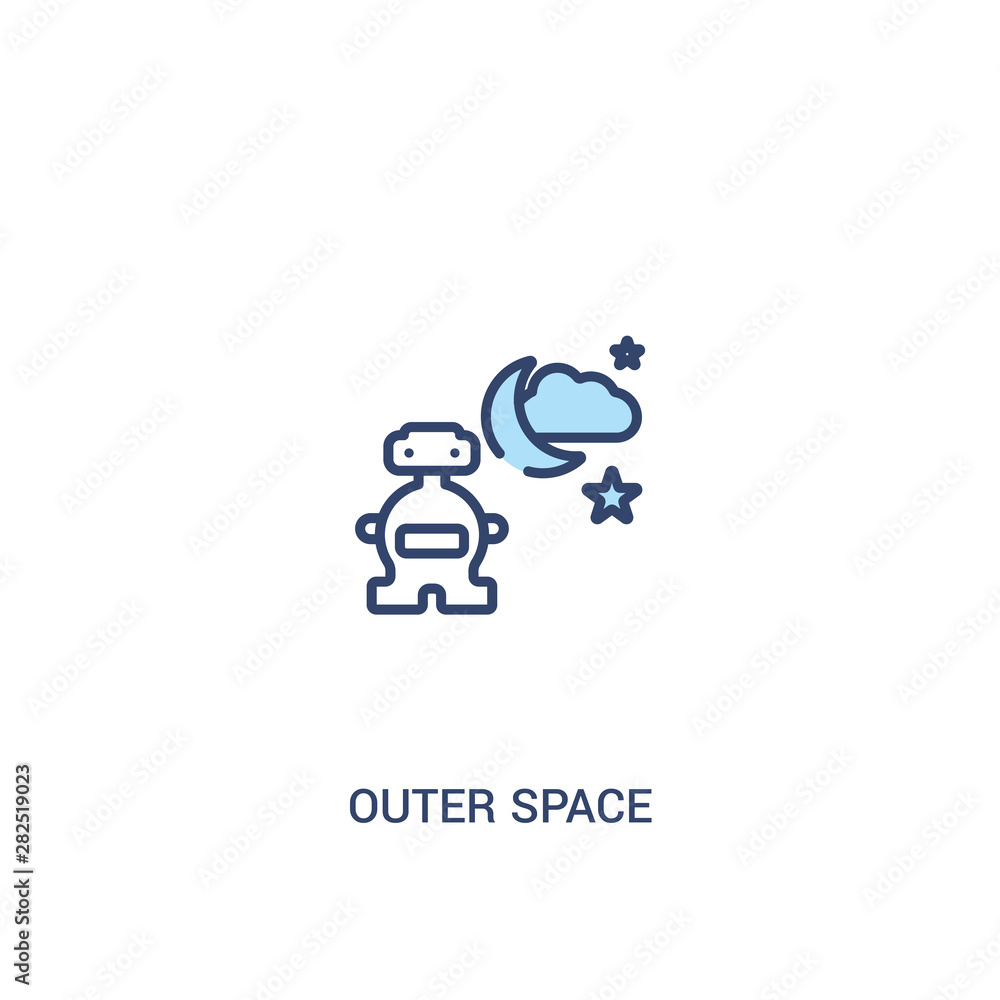 outer space concept 2 colored icon. simple line element illustration. outline blue outer space symbol. can be used for web and mobile ui/ux.