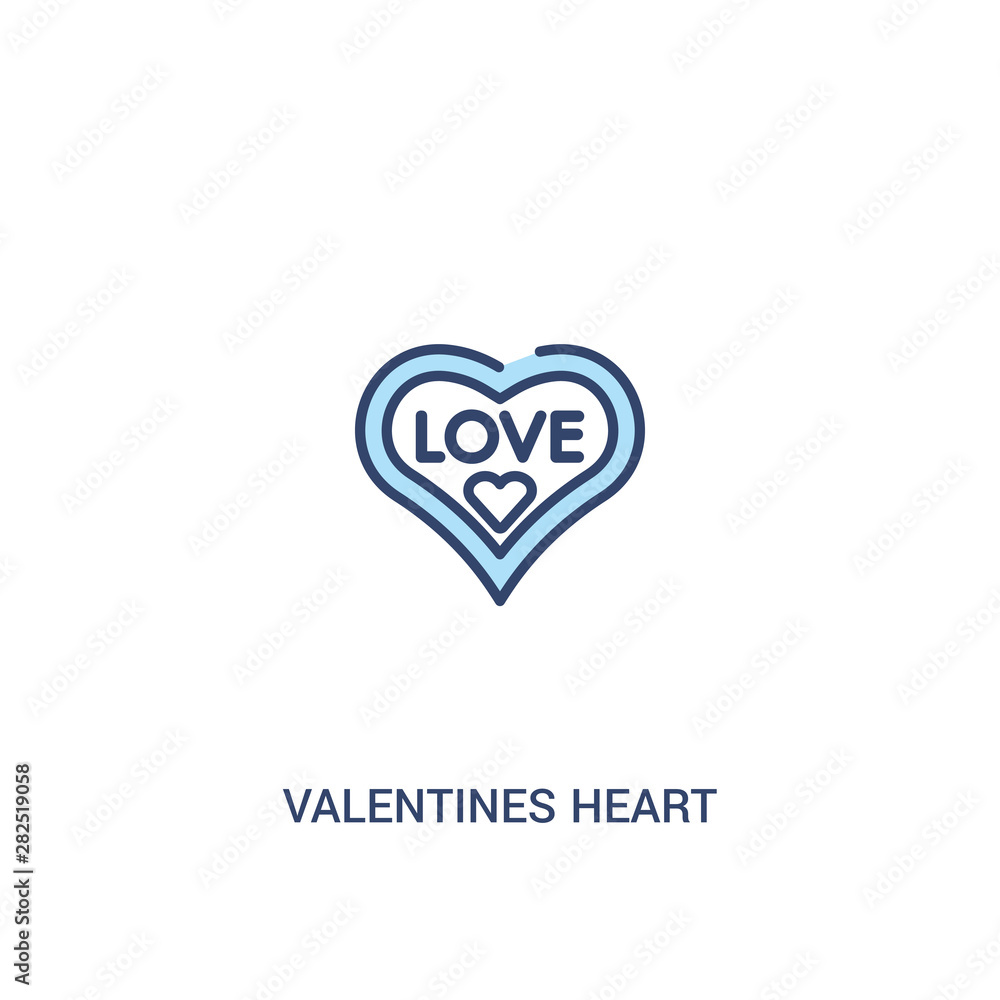valentines heart concept 2 colored icon. simple line element illustration. outline blue valentines heart symbol. can be used for web and mobile ui/ux.