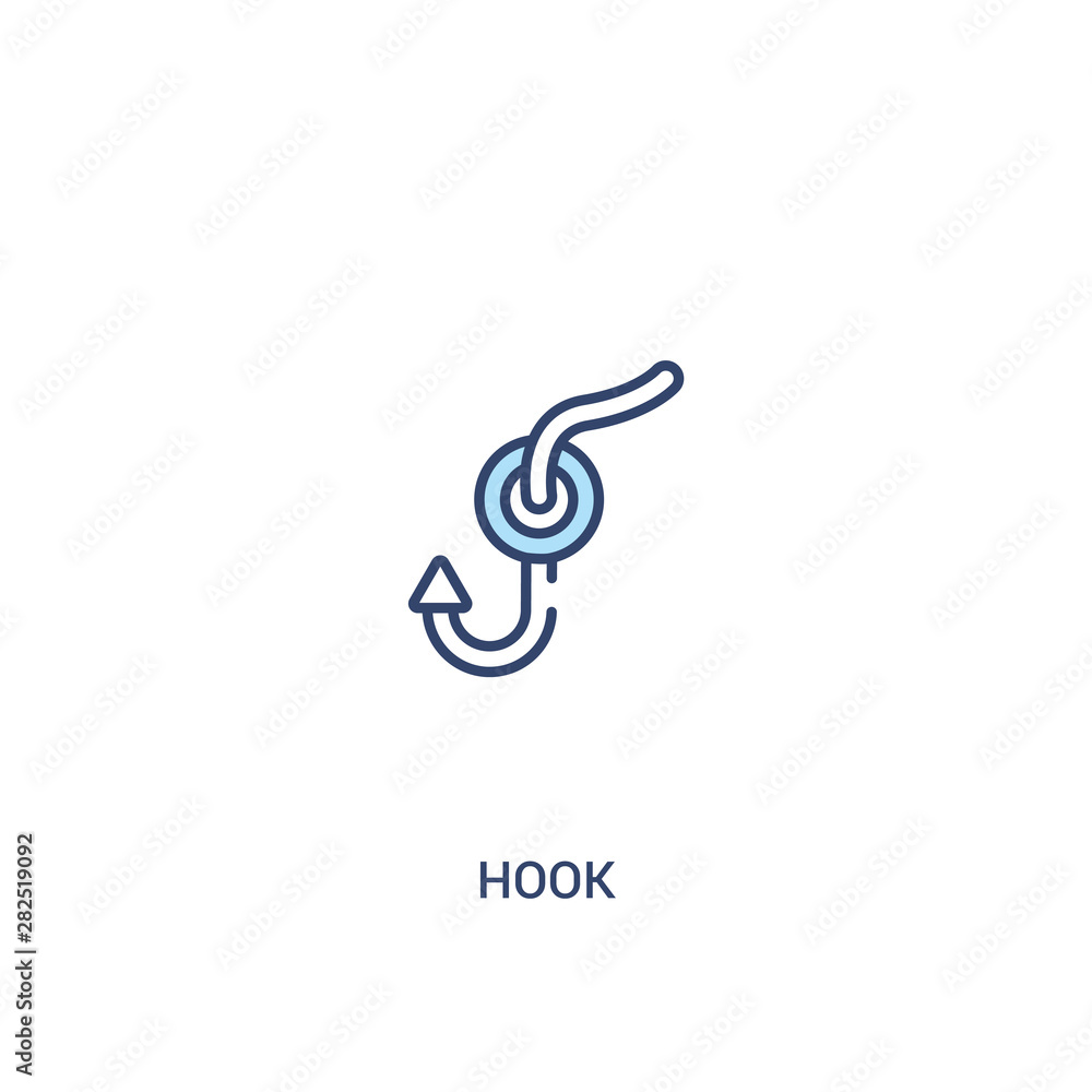 Obraz premium hook concept 2 colored icon. simple line element illustration. outline blue hook symbol. can be used for web and mobile ui/ux.