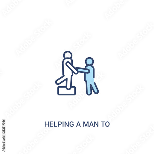 helping a man to climb concept 2 colored icon. simple line element illustration. outline blue helping a man to climb symbol. can be used for web and mobile ui/ux.