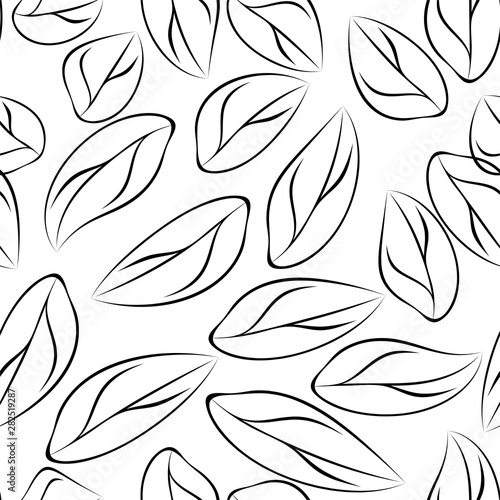 Leaves on a white background. Seamless pattern. Vector illustration.