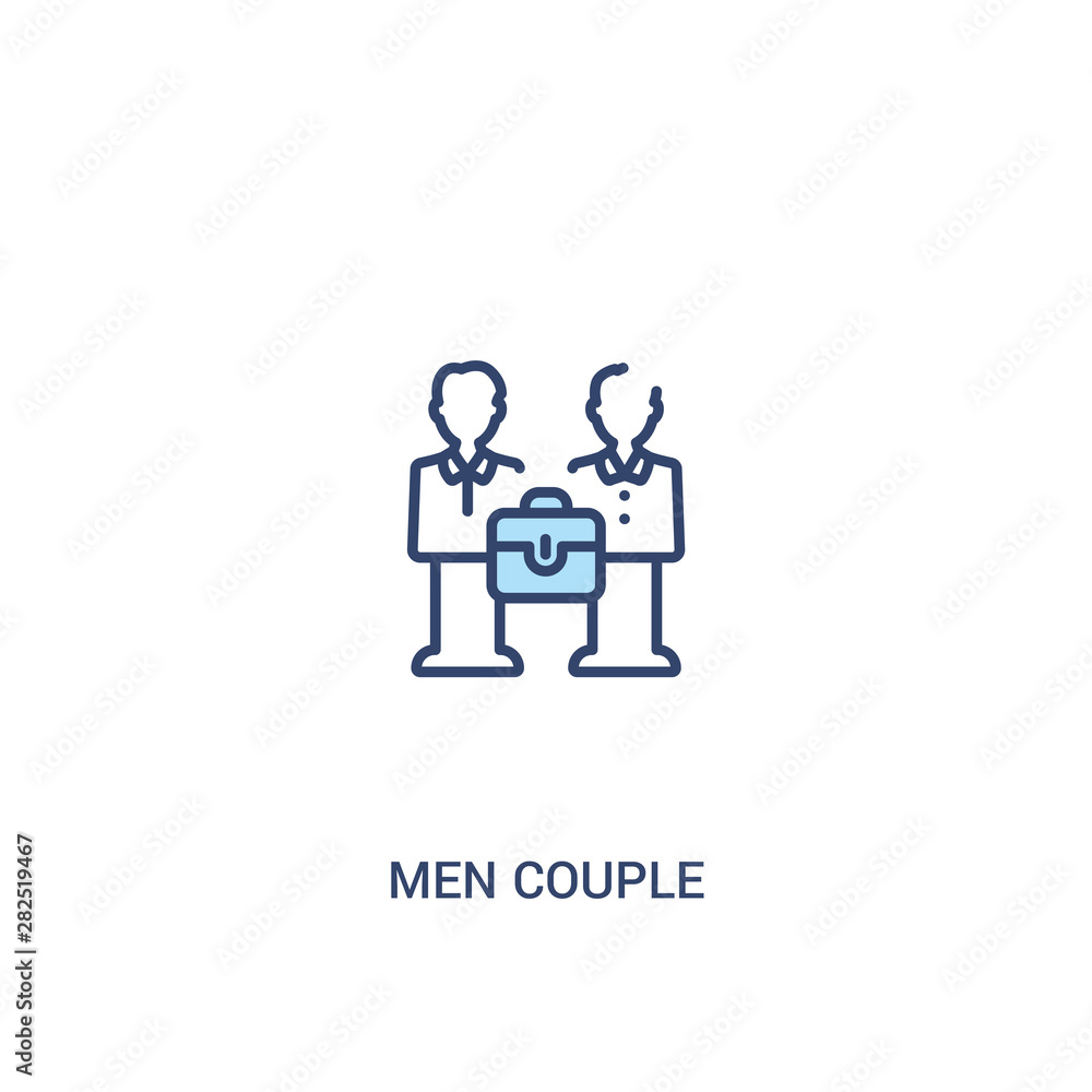 men couple concept 2 colored icon. simple line element illustration. outline blue men couple symbol. can be used for web and mobile ui/ux.