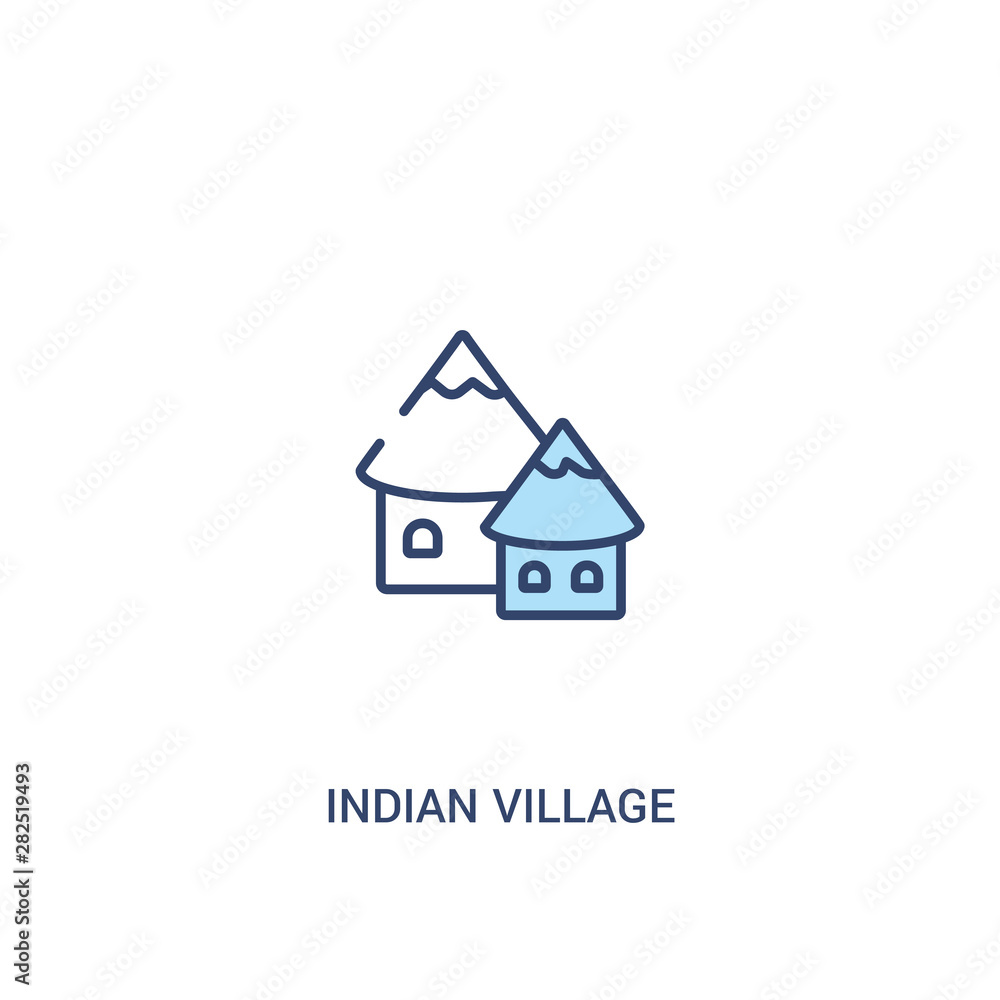 indian village concept 2 colored icon. simple line element illustration. outline blue indian village symbol. can be used for web and mobile ui/ux.
