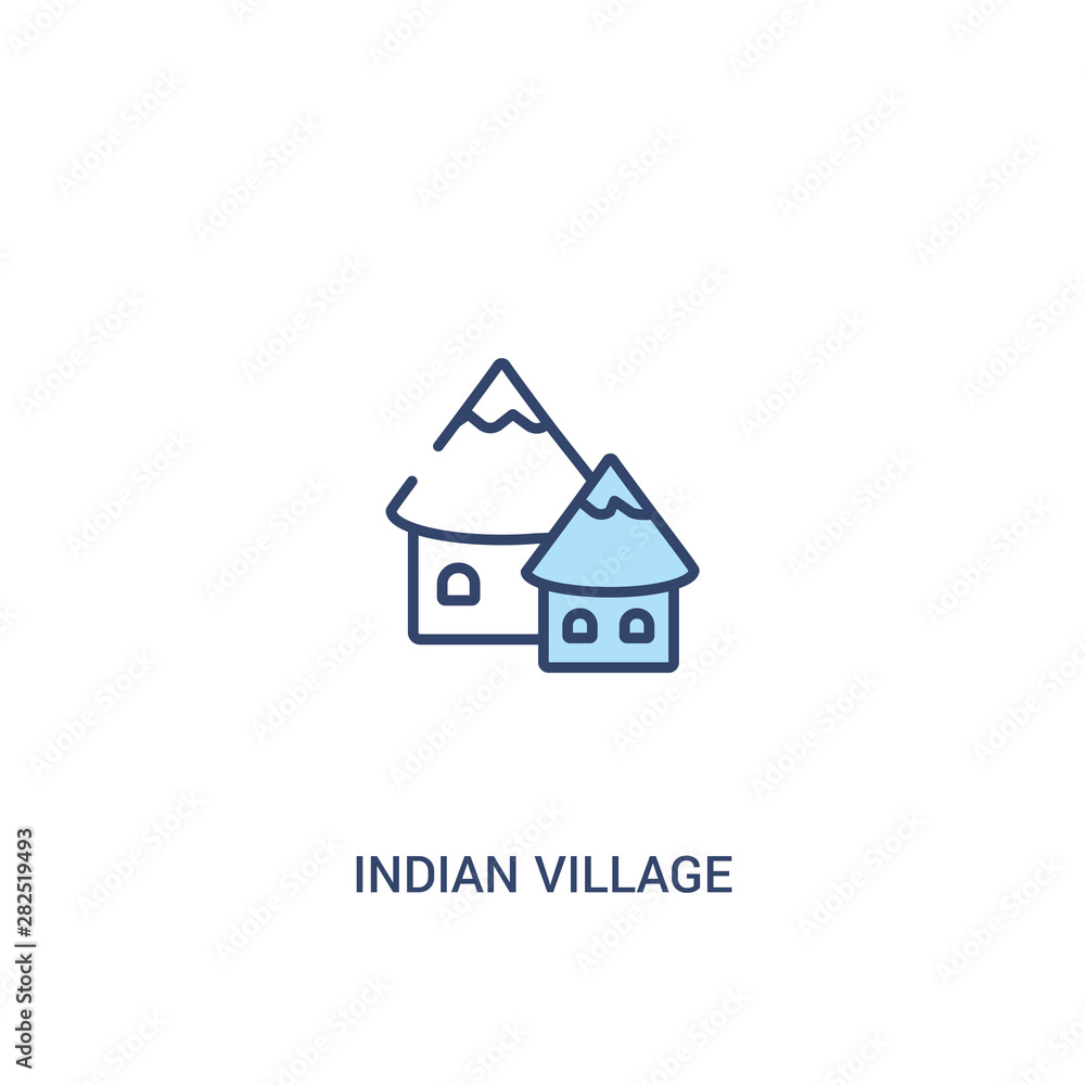 indian village concept 2 colored icon. simple line element illustration