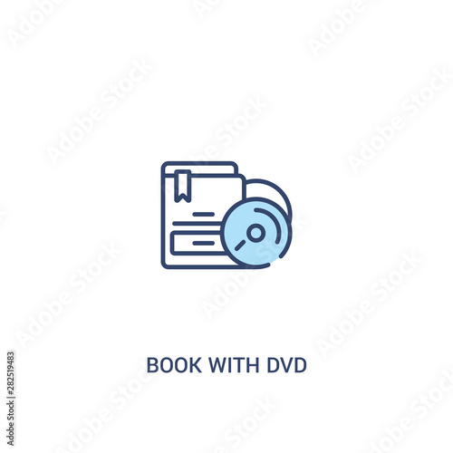 book with dvd concept 2 colored icon. simple line element illustration. outline blue book with dvd symbol. can be used for web and mobile ui/ux. © zaurrahimov