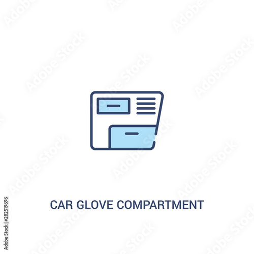 car glove compartment concept 2 colored icon. simple line element illustration. outline blue car glove compartment symbol. can be used for web and mobile ui/ux.