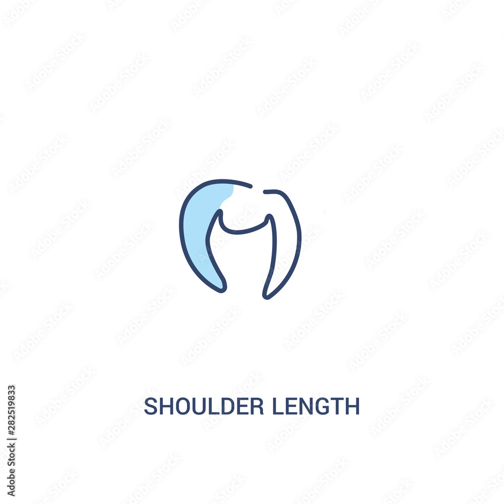 Obraz premium shoulder length concept 2 colored icon. simple line element illustration. outline blue shoulder length symbol. can be used for web and mobile ui/ux.