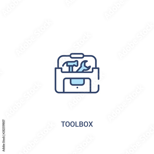 toolbox concept 2 colored icon. simple line element illustration. outline blue toolbox symbol. can be used for web and mobile ui/ux.