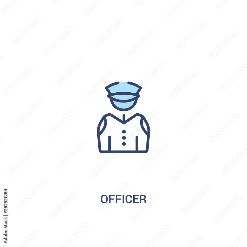 officer concept 2 colored icon. simple line element illustration. outline blue officer symbol. can be used for web and mobile ui/ux. officer concept 2 colored icon. simple line element illustration. outline blue officer symbol. can be used for web and mobile ui/ux.
