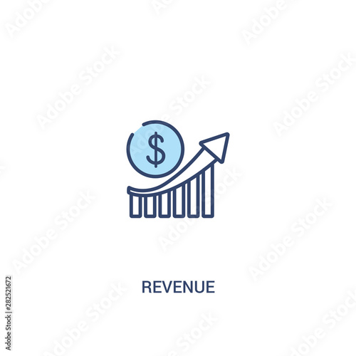 revenue concept 2 colored icon. simple line element illustration. outline blue revenue symbol. can be used for web and mobile ui/ux.