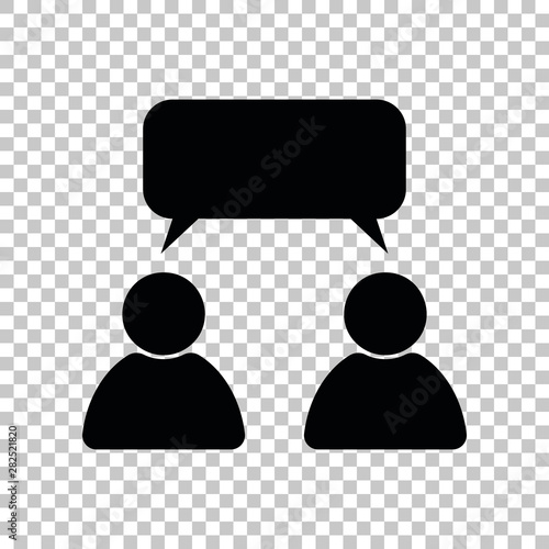 Two people with single balloon. Like-mindedness sign. Black icon on transparent background. Illustration.