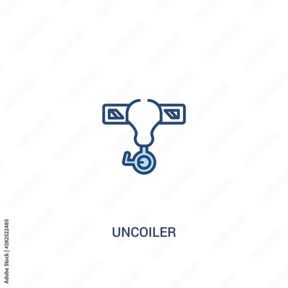 uncoiler concept 2 colored icon. simple line element illustration. outline blue uncoiler symbol. can be used for web and mobile ui/ux.