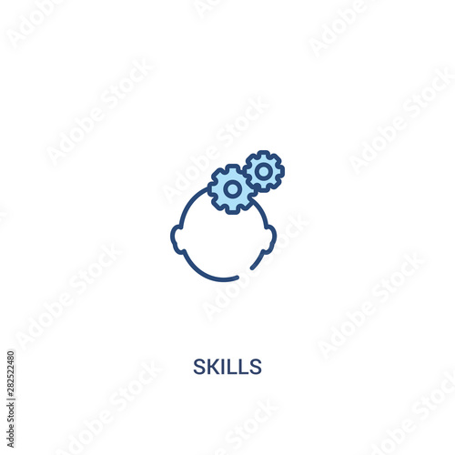 skills concept 2 colored icon. simple line element illustration. outline blue skills symbol. can be used for web and mobile ui/ux.