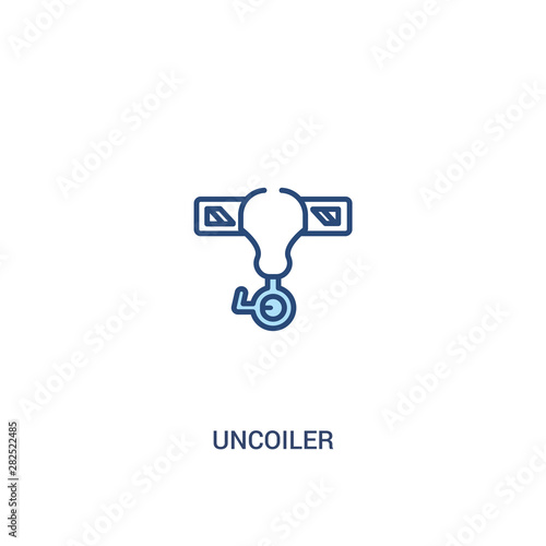 uncoiler concept 2 colored icon. simple line element illustration. outline blue uncoiler symbol. can be used for web and mobile ui ux.