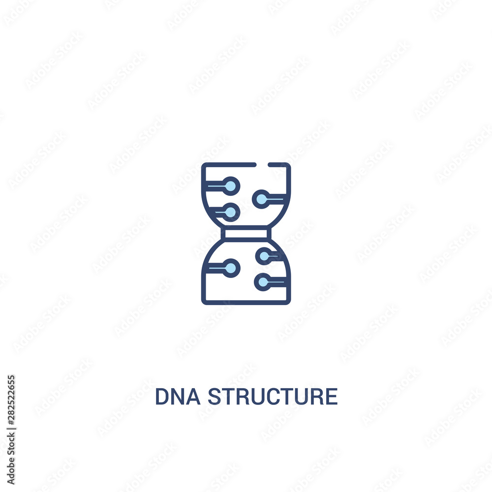 dna structure concept 2 colored icon. simple line element illustration. outline blue dna structure symbol. can be used for web and mobile ui/ux.