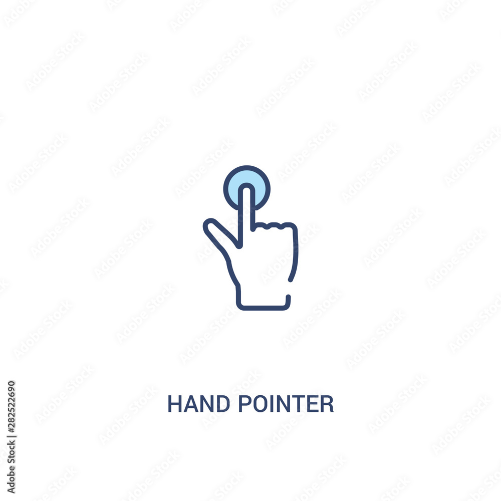 Obraz premium hand pointer concept 2 colored icon. simple line element illustration. outline blue hand pointer symbol. can be used for web and mobile ui/ux.