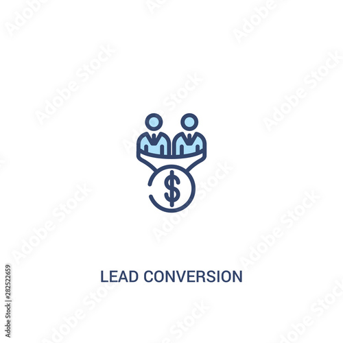 lead conversion concept 2 colored icon. simple line element illustration. outline blue lead conversion symbol. can be used for web and mobile ui/ux.