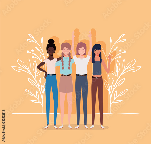 young and beautiful interracial girls group characters