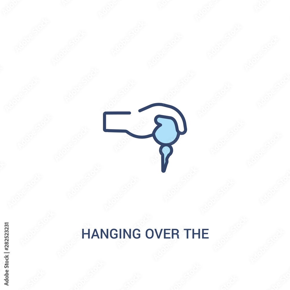 hanging over the key concept 2 colored icon. simple line element illustration. outline blue hanging over the key symbol. can be used for web and mobile ui/ux.