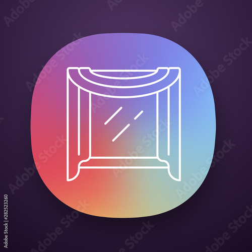 Window scarf app icon. Window top coverings. Living room, bedroom, kitchen drapery design. House furnishing. UI/UX user interface. Web or mobile application. Vector isolated illustration