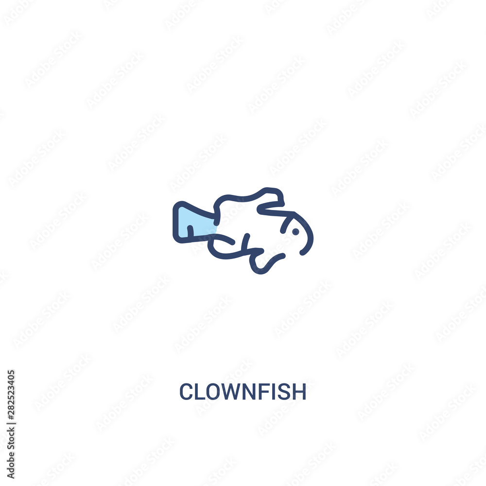 clownfish concept 2 colored icon. simple line element illustration. outline blue clownfish symbol. can be used for web and mobile ui/ux. clownfish concept 2 colored icon. simple line element illustration. outline blue clownfish symbol. can be used for web and mobile ui/ux.