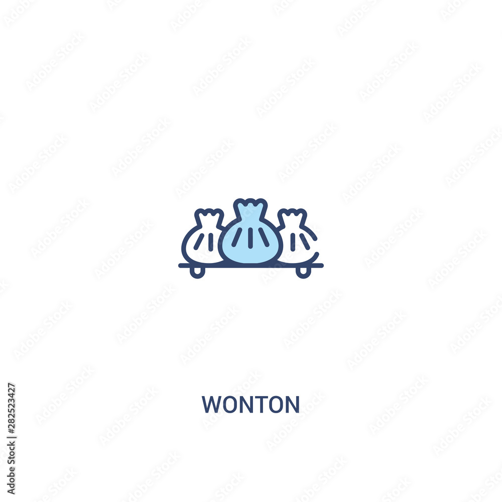 wonton concept 2 colored icon. simple line element illustration. outline blue wonton symbol. can be used for web and mobile ui/ux.