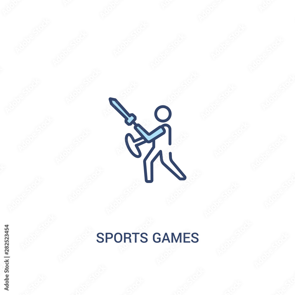 sports games concept 2 colored icon. simple line element illustration. outline blue sports games symbol. can be used for web and mobile ui/ux.
