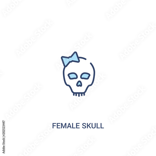 female skull concept 2 colored icon. simple line element illustration. outline blue female skull symbol. can be used for web and mobile ui/ux.