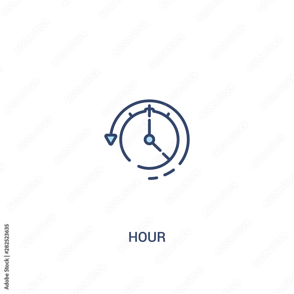 hour concept 2 colored icon. simple line element illustration. outline blue hour symbol. can be used for web and mobile ui/ux. hour concept 2 colored icon. simple line element illustration. outline blue hour symbol. can be used for web and mobile ui/ux.