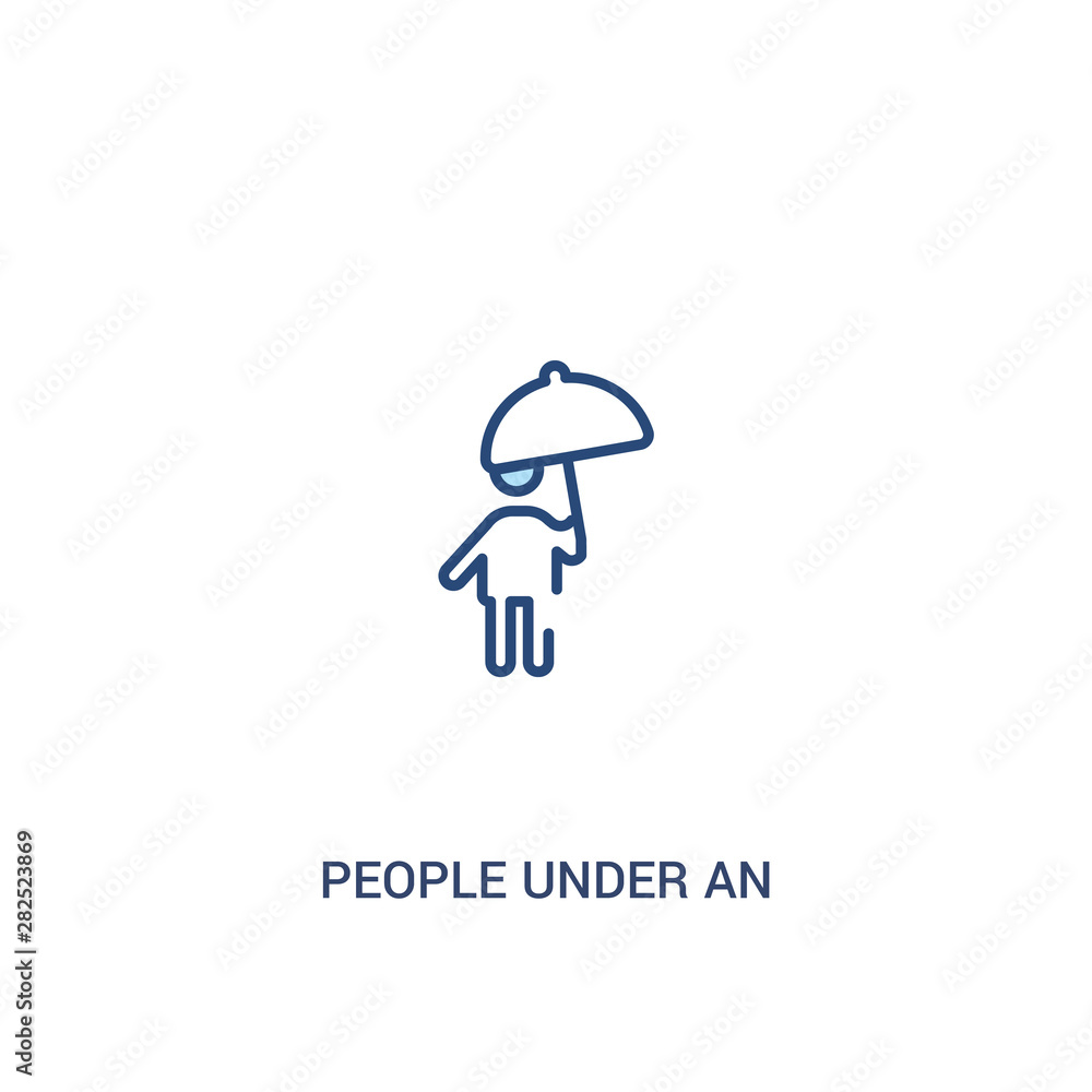 people under an umbrella concept 2 colored icon. simple line element illustration. outline blue people under an umbrella symbol. can be used for web and mobile ui/ux.