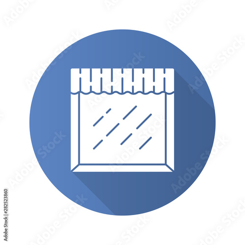 Valance flat design long shadow glyph icon. House and office window decoration. Kitchen curtain. Home interior design. Decorative fabric drapery. Window top treatments. Vector silhouette illustration