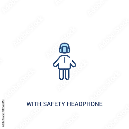 with safety headphone concept 2 colored icon. simple line element illustration. outline blue with safety headphone symbol. can be used for web and mobile ui/ux. © zaurrahimov