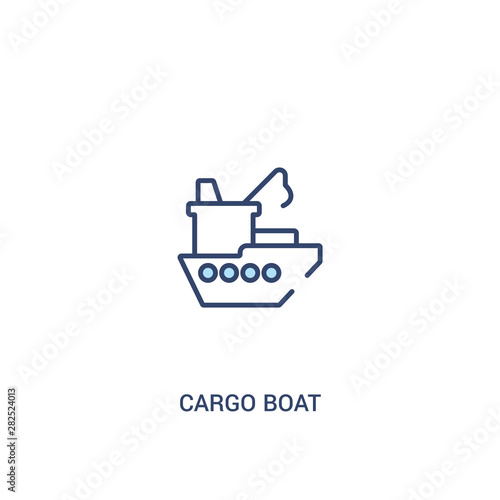cargo boat concept 2 colored icon. simple line element illustration. outline blue cargo boat symbol. can be used for web and mobile ui/ux.