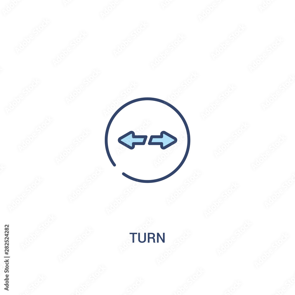 turn concept 2 colored icon. simple line element illustration. outline blue turn symbol. can be used for web and mobile ui/ux.