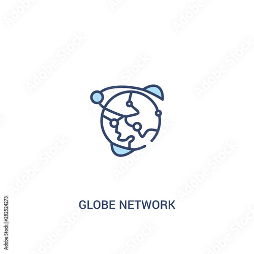 globe network concept 2 colored icon. simple line element illustration. outline blue globe network symbol. can be used for web and mobile ui ux.
