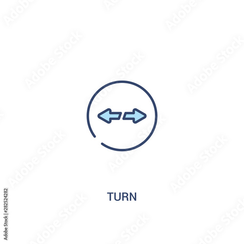 turn concept 2 colored icon. simple line element illustration. outline blue turn symbol. can be used for web and mobile ui/ux.