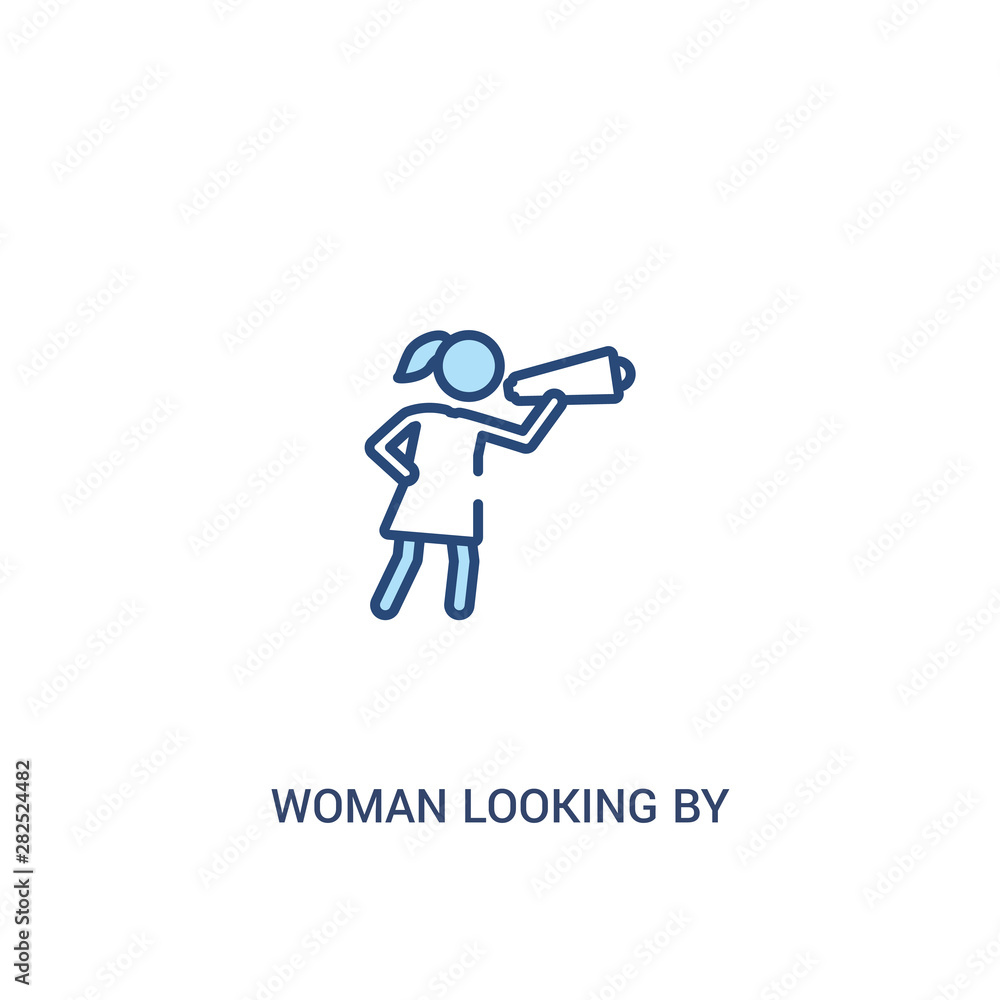 woman looking by a spyglass concept 2 colored icon. simple line element illustration. outline blue woman looking by a spyglass symbol. can be used for web and mobile ui/ux. woman looking by a spyglass concept 2 colored icon. simple line element illustration. outline blue woman looking by a spyglass symbol. can be used for web and mobile ui/ux.
