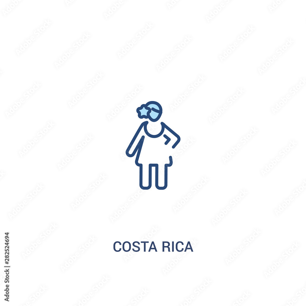 costa rica concept 2 colored icon. simple line element illustration. outline blue costa rica symbol. can be used for web and mobile ui/ux.
