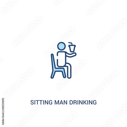 sitting man drinking a soda concept 2 colored icon. simple line element illustration. outline blue sitting man drinking a soda symbol. can be used for web and mobile ui/ux.